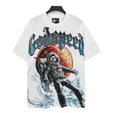 Men's youth t-shirt with rhinestone print, 100% cotton, american retro style