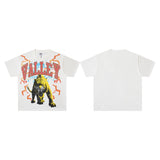 Valley t-shirt men's short-sleeved street printing hot diamond washed cotton