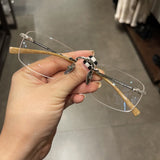 CHH Chrome Hearts Glasses Frame Pure Titanium Ultra Light Frameless Perforated Business Myopia Frame