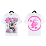 Men's short-sleeve t-shirt - washed print with hotfix rhinestones - 100% cotton - premium quality