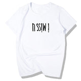 Madness I Miss U Tee Fashion Brand Short Sleeve T-shirt Men's Hong Kong Style Trendy Top Simple T-shirt Black and White Base Shirt