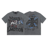 Mixed emotion men's t-shirt - short sleeve, hotfix rhinestone print, 100% cotton