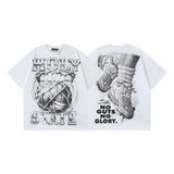 Men's short-sleeve t-shirt - washed print with hotfix rhinestones - 100% cotton - premium quality