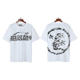 Men's short-sleeve t-shirt - washed print with hotfix rhinestones - 100% cotton - premium quality