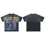 Valley t-shirt men's short-sleeved street printing hot diamond washed cotton