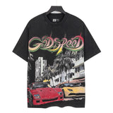 Godspeed men's short-sleeve t-shirt - washed print, hotfix rhinestone detail, streetwear style