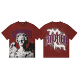 Men's t-shirt with rhinestone print, 100% cotton, american vintage style