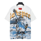 Men's youth t-shirt with rhinestone print, 100% cotton, american retro style