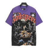 Men's youth t-shirt with rhinestone print, 100% cotton, american retro style