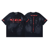 Men's short-sleeve t-shirt - washed print with hotfix rhinestones - 100% cotton - premium quality
