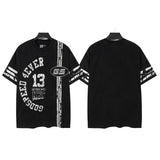 Godspeed t-shirt short-sleeved men's washed cotton printing hot diamond holes street clothing