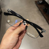 CHH Chrome Hearts Glasses pure titanium semi-square large face men and women retro trendy myopia flat light