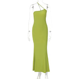 Homecoming Dresses Tight Fashion Halter Slim Fit Solid Color Neck Dress