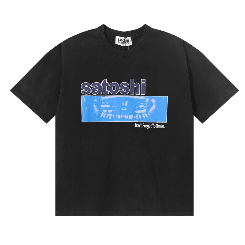 Satoshi pure cotton t-shirt g letter printing
