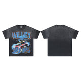 Valley t-shirt men's short-sleeved street printing hot diamond washed cotton