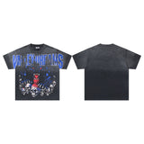 Valley t-shirt men's short-sleeved street printing hot diamond washed cotton