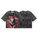 Bkys men's short-sleeve t-shirt - streetwear print, washed, rhinestone detail, 100% cotton