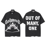 Godspeed men's short-sleeve t-shirt - washed print, hotfix rhinestone detail, streetwear style