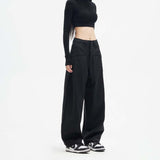 Unisex Pants Autumn Workwear Wide-Leg Casual Pants