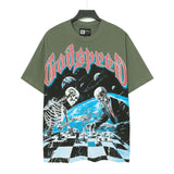 Men's youth t-shirt with rhinestone print, 100% cotton, american retro style