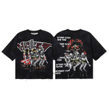 Bkys men's short-sleeve t-shirt - streetwear print, washed, rhinestone detail, 100% cotton