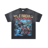 Valley t-shirt men's short-sleeved street printing hot diamond washed cotton