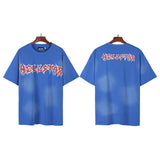 Men's short-sleeve t-shirt - washed print with hotfix rhinestones - 100% cotton - premium quality