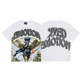 Mixed emotion men's t-shirt - short sleeve, hotfix rhinestone print, 100% cotton