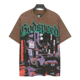 Godspeed men's short-sleeve t-shirt - washed print, hotfix rhinestone detail, streetwear style