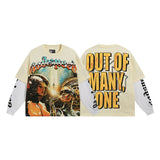 Men's long-sleeve t-shirt - washed print tee - 100% cotton
