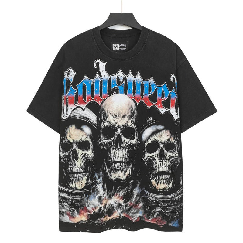 Godspeed men's short-sleeve t-shirt - washed print, hotfix rhinestone detail, streetwear style