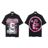 Men's short-sleeve t-shirt - washed print with hotfix rhinestones - 100% cotton - premium quality