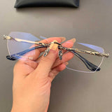 CHH Chrome Hearts Glasses Pure Titanium Frameless Business Square Retro Myopia Glasses Frame