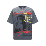 European and american valley washed t-shirt for men - direct print hip hop streetwear - 100% cotton