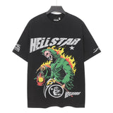 Washed and hot-drilled men's t-shirt short-sleeved g pure cotton hip hop street