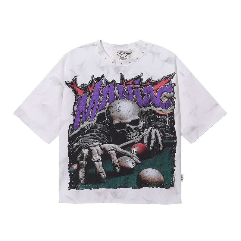 Bkys hotfix rhinestone streetwear hip-hop print 100% cotton t-shirt