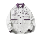 Graffiti Bomber Jacket Corduroy Jacket for Men