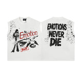 Mixed emotion men's t-shirt - short sleeve, hotfix rhinestone print, 100% cotton
