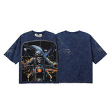 Bkys men's short-sleeve t-shirt - streetwear print, washed, rhinestone detail, 100% cotton