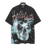 Washed and hot-drilled men's t-shirt short-sleeved g pure cotton hip hop street