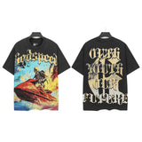 Godspeed men's short-sleeve t-shirt - washed print, hotfix rhinestone detail, streetwear style