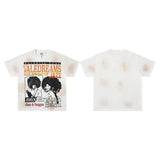 Valley t-shirt men's short-sleeved street printing hot diamond washed cotton