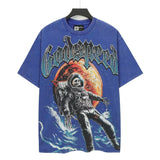Godspeed men's short-sleeve t-shirt - washed print, hotfix rhinestone detail, streetwear style