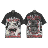 Washed and hot-drilled men's t-shirt short-sleeved g pure cotton hip hop street