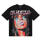 Life hustlers american hot diamond direct injection street hip hop printingpure cotton t-shirt g