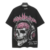 Washed and hot-drilled men's t-shirt short-sleeved g pure cotton hip hop street