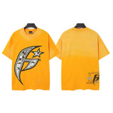 Men's t-shirt short-sleeved washed hot diamond printing g pure cotton hip hop street printing