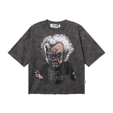 Bkys men's short-sleeve t-shirt - streetwear print, washed, rhinestone detail, 100% cotton