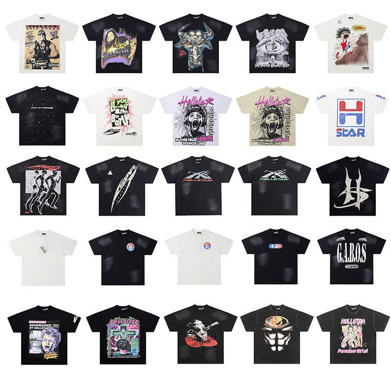 Hip-hop streetwear short sleeve tee - 100% cotton street print