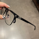 CHH Chrome Hearts Glasses pure titanium semi-square large face men and women retro trendy myopia flat light